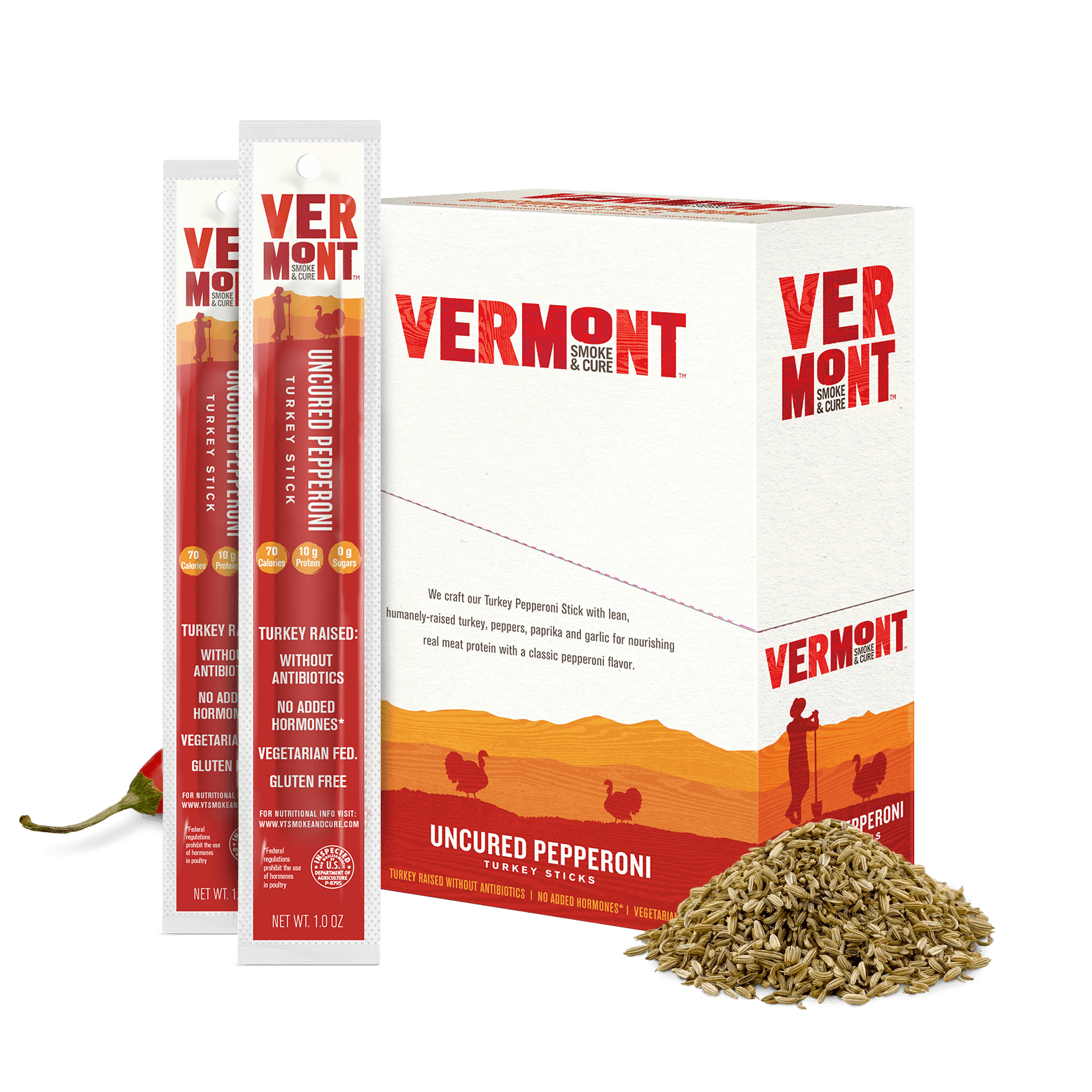 Uncured Pepperoni Turkey Meat Sticks Vermont Smoke & Cure®